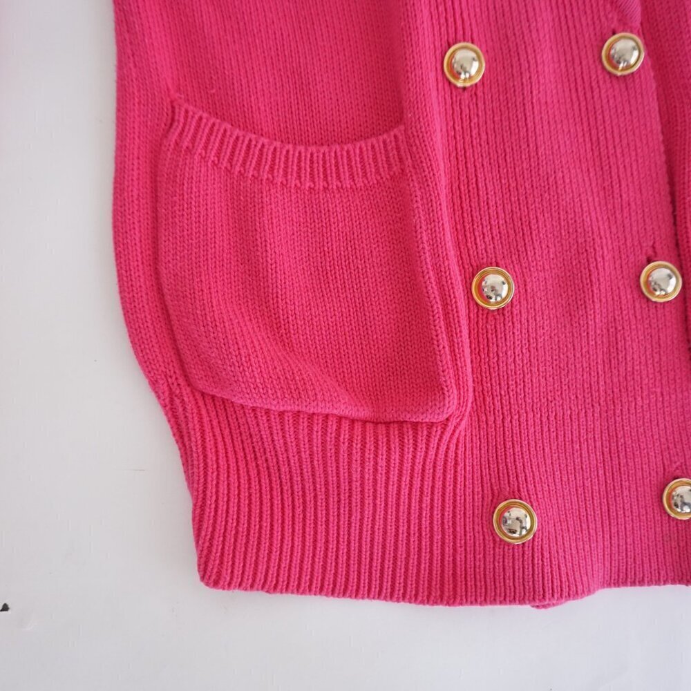 Vintage Ports International Pink Knit Double Breasted Cardigan Sweater S - Picture 8 of 11